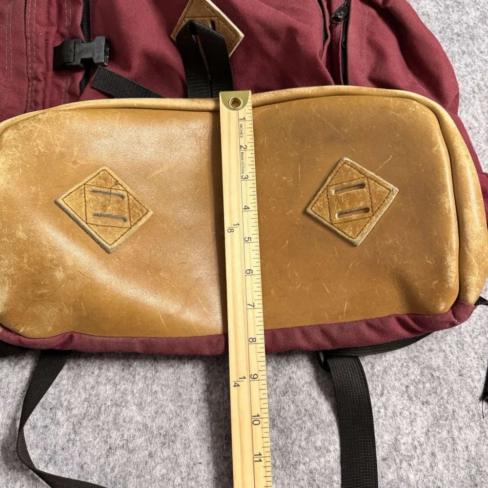 Vtg JANSPORT x REI Backpack Burgundy 50 Yr Anniversary Leather Bottom Hiking 80s